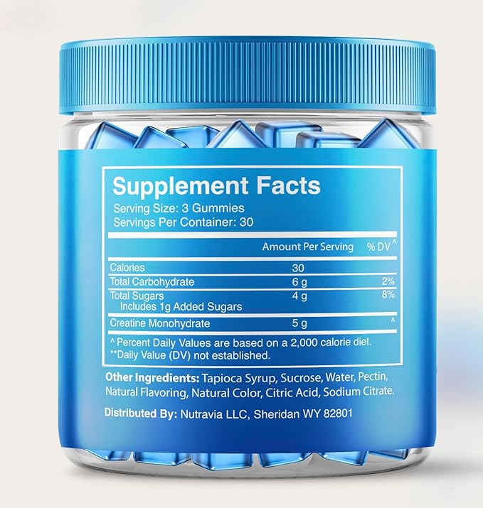 Creatine Monohydrate Gummies with 5g Creatine Monohydrate for Men and Women - Strength Endurance Muscle Micronized Clean HCL Creatine Instantized Creatina Monohidratada en Polvo USA (90 Gummies)