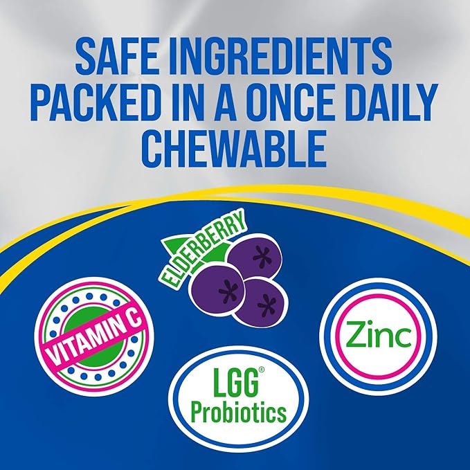 Culturelle Kids Probiotic Gummies for Ages 2+ - Peach-Orange &amp Mixed Berry Flavors &amp Immune Defense Probiotic with Vitamin C Vitamin D and Zinc + Elderberry Non-GMO