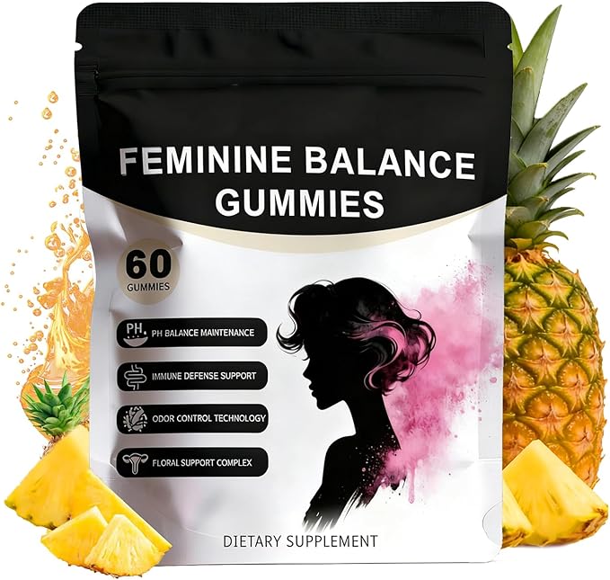 Premium Feminine Balance Gummies for Women | Hawaiian Pineapple Flavor Daily pH Balance &amp Freshness Support | Vegan Sugar-Free Gummies for Intimate Wellness Flora &amp Immune Support | 60 Coun