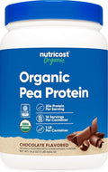 Nutricost Organic Pea Protein Powder (1 LB) Chocolate - Certified USDA Organic Protein from Plants Vegetarian Friendly Gluten Free Non-GMO