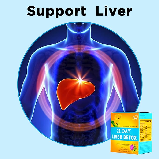 Aromlife Milk Thistle Liver Tea 42 Teabags Dandelion Wolfberry Chrysanthemum Tea Caffeine-Free Natural Liver Teas with Milk Thistle &amp Dandelion Root