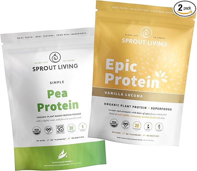 Sprout Living Epic Protein Vanilla Lucuma + Simple Pea Protein 1 lb