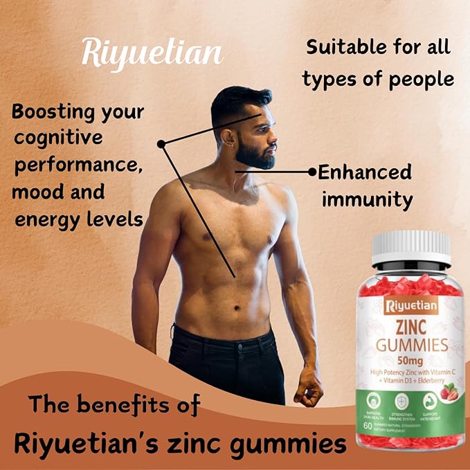 Zinc Gummies 50mg - Vitamin C D3 &amp Elderberry Echinacea Zinc Immune Health Gummies Non-GMO Natural Antioxidant Supplements for Men &amp Women Vegan 2 Pack