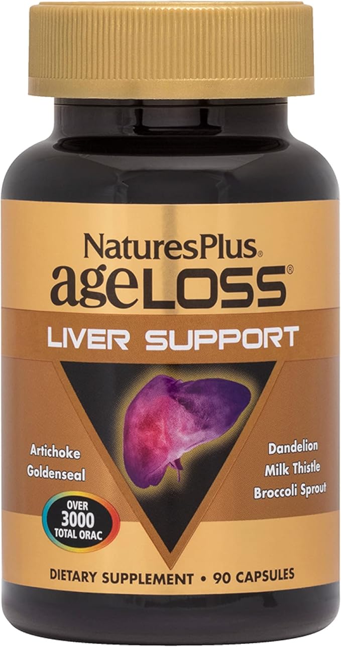 NaturesPlus AgeLoss Liver Support - 90 Capsules - with Artichoke Milk Thistle &amp Choline - Vegetarian Gluten Free - 30 Servings