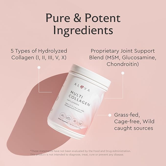 Alaya Multi Collagen Powder (Unflavored) + Advanced Synbiotic + Organic Green Superblend (Mixed Berry) for Gut Skin &amp Daily Wellness - Foundation Starter Bundle