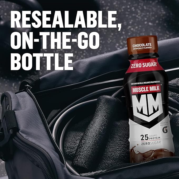Muscle Milk Genuine Protein ShakeCookies and Creme11.16 Fl Oz Bottle25g ProteinZero SugarCalciumVitamins AC &amp D4g FiberEnergizing SnackWorkout RecoveryPackaging May Vary(Pack of 24)