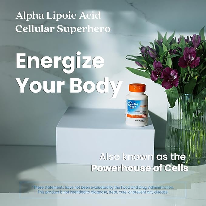 Doctors BEST Alpha-Lipoic Acid 300 Supports Antioxidant Function &amp Glycemic Balance Non-GMO Gluten Free Soy Free Vegan 180 Veggie Caps