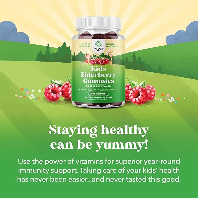 Bundle of Plant Based Kids Multivitamin Gummies with Vitamins A C D3 E B &amp Zinc for Immunity and Sambucus Elderberry for Kids Health - Black Elderberry Gummies with Zinc &amp Vitamin C for Immune