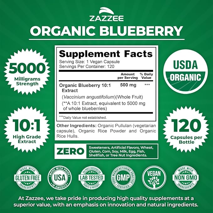 Zazzee Ultimate Anti Aging Antioxidant Bundle | USDA Organic Pomegranate with Polyphenol Rich Blueberry and Super Concentrated Grape Seed Extract Capsules | Non-GMO Vegan &amp ISO Lab Tested