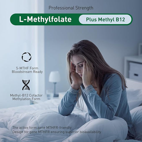 Active folate (5-MTHF) with Vitamins B Complex B12 B2 and B6 - Supports methylation and Healthy Level of homocysteine - Gluten-Free Dairy-Free Soy-Free - 60 Capsules 5mg L-Methylfolate