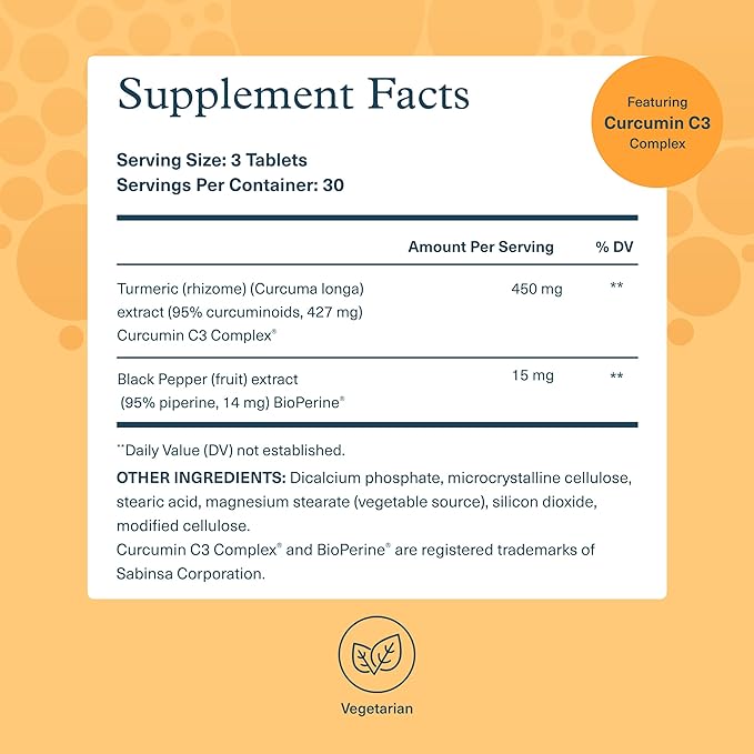 Youtheory Turmeric - 450 mg - with Black Pepper &amp Olive Leaf - Supports Joint &amp Brain Health* - Contains Bioenhancers Curcuminoids &amp Herbal Extracts - 90 Tablets (30 Day Supply)