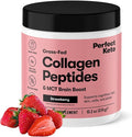 Perfect Keto Collagen Peptides Protein Powder with MCT Oil Hydrolyzed Collagen Type I &amp III Supplement Gluten Free Grass Fed Low Carb Keto Coffee Creamer Collagen for Women &amp Men Strawb