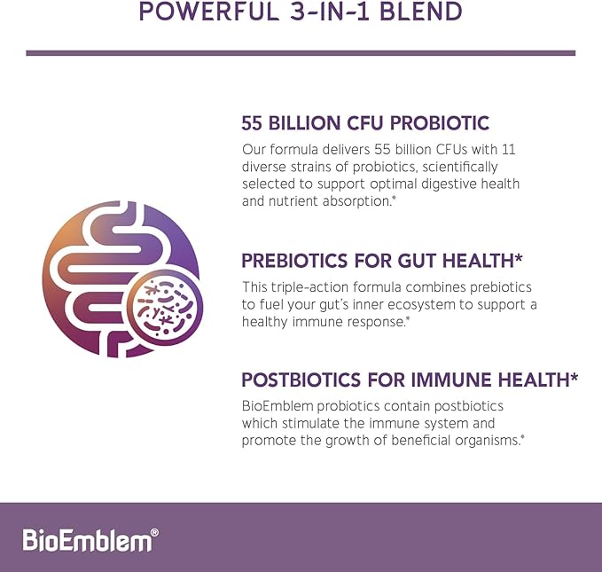 BioEmblem Vitamin D3 K2 (5000IU and 200mcg) &amp Probiotics for Women &amp Men