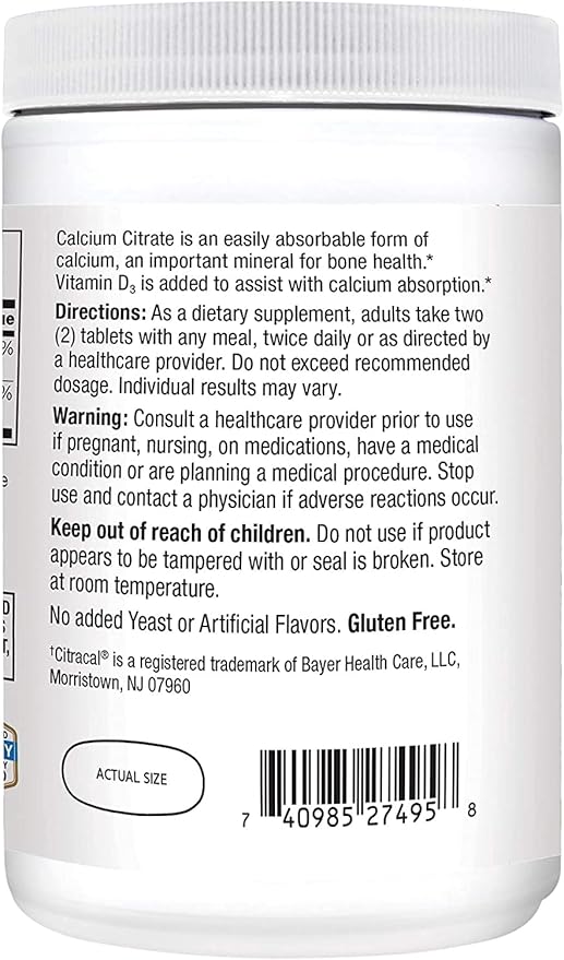 21st Century Calcium Citrate + Vitamin D Caplets - 400 ct Pack of 6