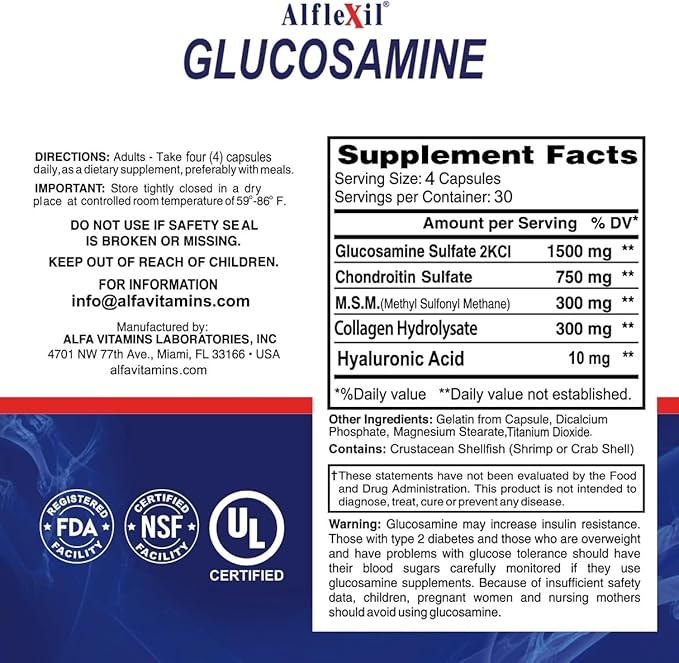 Premium Glucosamine &amp Chondroitin Nutritional Supplement - Healthy Joint Bone &amp Knee Support - Rich in MSM &amp Collagen - Organic Natural Ingredients - Made in USA - 120 Capsules - 2 Pack