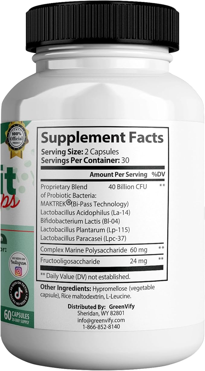 OzenFit Caps Max Probiotic Supplement 40 Billion CFU MAKTREK Bi-Pass Technology 60 Capsules 30-Day Supply (1)