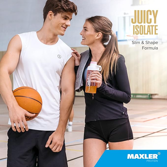 Maxler Juicy Isolate Protein Powder - Clear Whey Isolate - Low Lactose Fat Free Sugar Free Muscle Recovery Drink for Pre &amp Post Workout - Orange 1.1 lb (20 Servings)