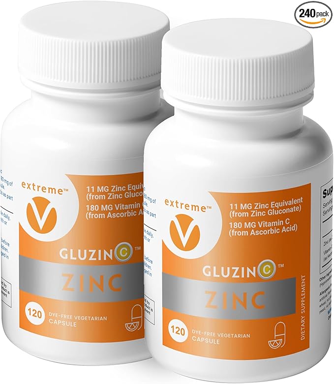 Zinc MG11 + VC | Immune-Friendly Daily Supplement - 11MG Zinc Plus 180MG Vitamin C – (2 Bottles 240 Vegetarian Capsules)