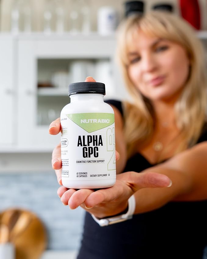NutraBio Alpha GPC Brain Support &amp Improved Memory Function 300mg - 60 Vegetable Capsules