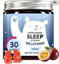 Bears with Benefits Vegan Melatonin 5mg Gummies Sleep Gummies for Reduced time to Fall Asleep with Vitamin B6 &amp Passion Fruit Extract - Super Snooze Sleep Vitamin (30 Gummies)