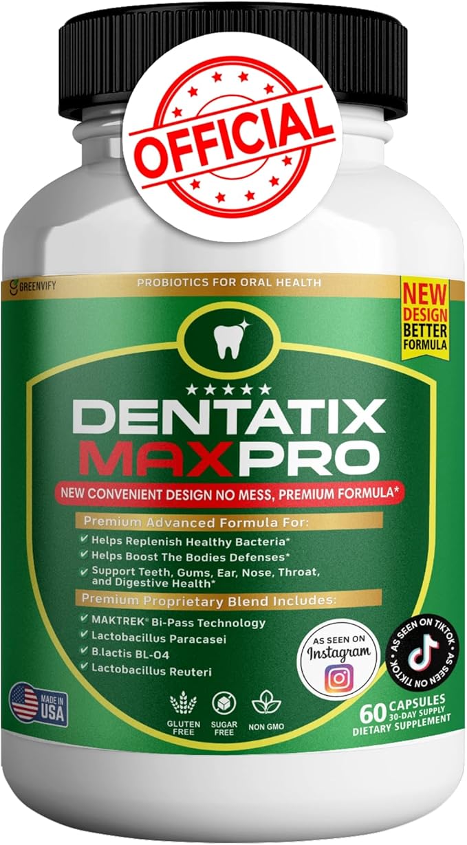 Dentatix Max Pro for Gums and Teeth Health &amp Fresh Breath - 40 Billion CFU Advanced Oral Probiotics for Mouth Bad Breath Capsule Supplement (1)