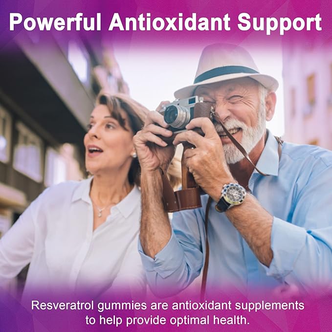 Resveratrol Supplement 1500mg - Resveratrol Gummies Supports NAD⁺ NMN &amp NMNH Synergy with Quercetin Grape Seed Acai Berries Extracts for Antioxidant Healthy Aging &amp longevity Skin Brain