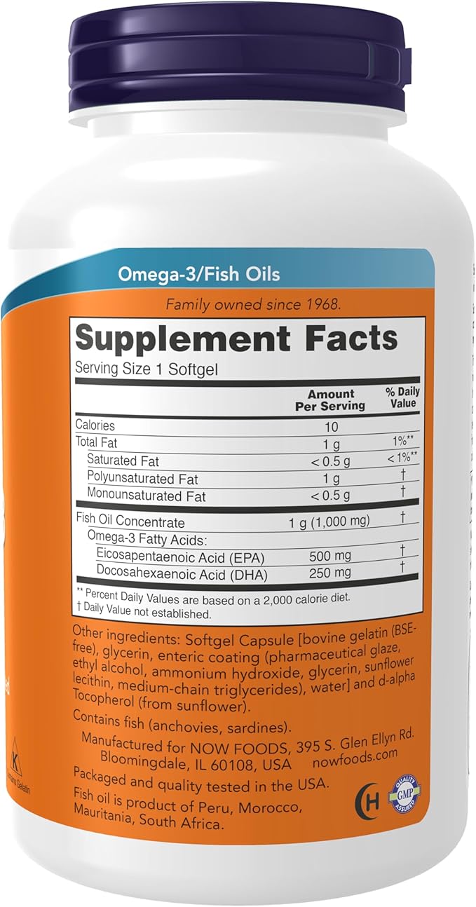 NOW Foods Supplements Ultra Omega-3 Molecularly Distilled and Enteric Coated 180 Softgels