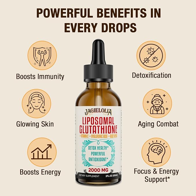 Liposomal Glutathione Liquid 2000MG – Antioxidant Detox Supplement for Women &amp Men Aging Defense Liver Function &amp Energy with Hyaluronic Acid + Aloe Vera + Vitamin C Natural &amp Vegan 2