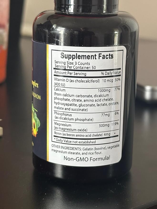 Calcium Magnesium Complex - All Natural Vitamin D3 Muscle &amp Immune Support Nerves Support metabolic Functions Support Muscle Recovery Phosphorus for Bone Strength - 2 Bottles 200 Capsules