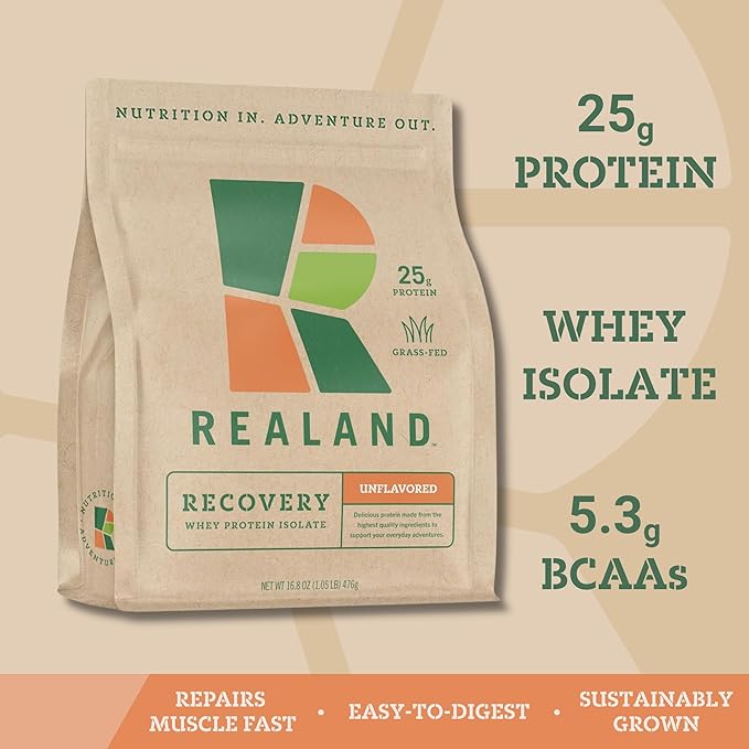 Whey Protein Isolate - Grass-Fed Protein Powder for Recovery - 22g of Protein - 17 Servings (One Size Unflavored)