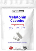 Melatonin 60mg Extra Strength Capsules 500 Counts Easy to Swallow &amp Fast Dissolve | Vegetarian Friendly Non-GMO &amp No Gluten