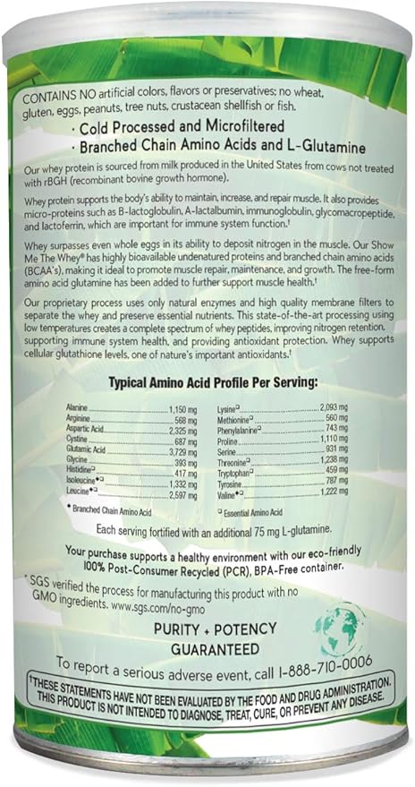 Natural Nutra Grass Fed Vanilla Show Me The Whey Protein Source Powder Enhance Digestion Improve Body Fluid Flow Support Bone Health and Boost Immunity Gluten Free Sugar-Free Non-GMO 13.3oz