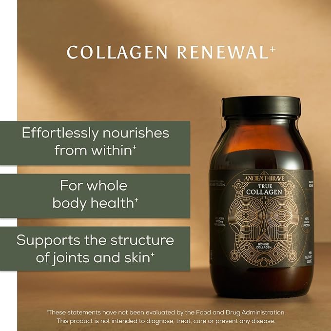 Ancient + Brave True Collagen &amp True Creatine Bundle - Premium Collagen Peptides + Advanced Creatine Formula - Supports Skin Hair Joints Strength &amp Recovery⁺ - 1-Month Supply