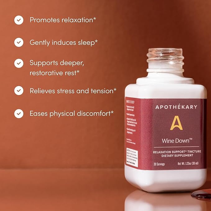 Apothékary All Day Stress Duo Herbal Supplement Liquid Drops Contains Wine Down 30 Servings and Take The Edge Off 30 Servings Support Relaxation Stress Relief and Natural Sleep 60 Servings