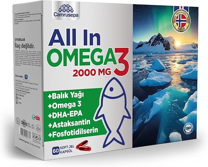 All in Omega-3 – Triglyceride Softgel Capsules for EPA &amp DHA Astaxanthin &amp Phosphatidylserine – Supports Heart Brain Joint – 60 Softgels