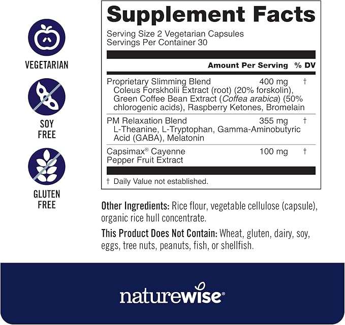 NatureWise [1] Garcinia Cambogia - 60% HCA - Vegan Non-GMO - 90 Capsules[1-3 Month Supply] + [1] NighttimeSlim- Cayenne Green Coffee Bean GABA - 60 Capsules[30-Day Supply]