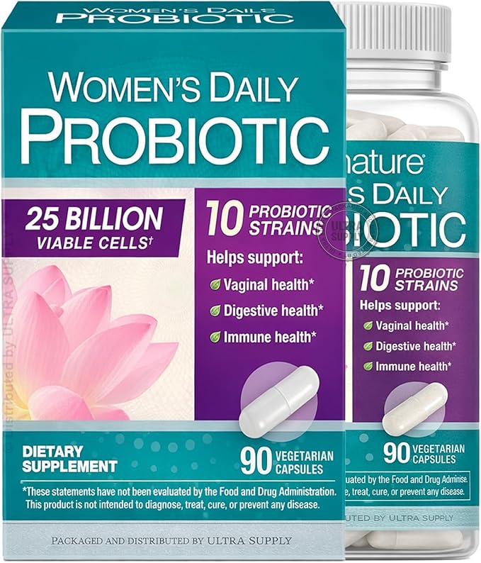 Tru.Natures Women's Probiotic Capsules 90 Count - Multi-Strain Formula with Prebiotic Fiber