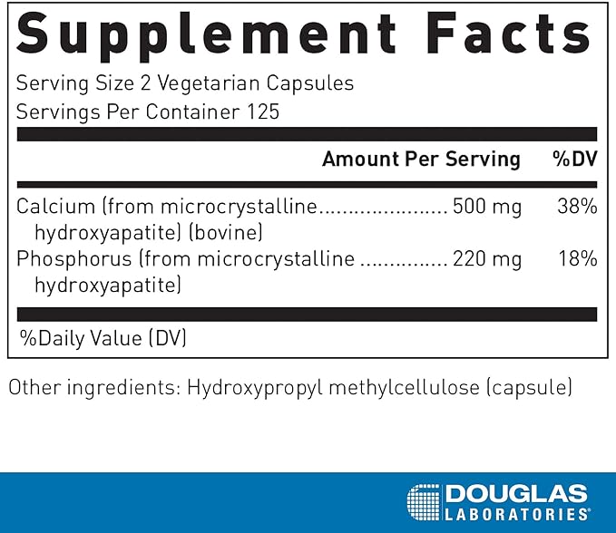 Douglas Laboratories Calcium Microcrystalline Hydroxyapatite - Teeth &amp Bone Health Support* - with Calcium &amp Phosphorus Micronutrients - Dietary Supplements - 250 Vegetarian Capsules
