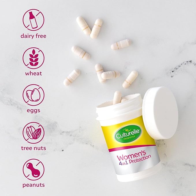Culturelle 4-in-1 Probiotics for Women Daily Probiotic &amp Prebiotic Supplement to Support Vaginal Health Digestive Health Immune Health Occasional Diarrhea Gas &amp Bloating Relief Non-GMO