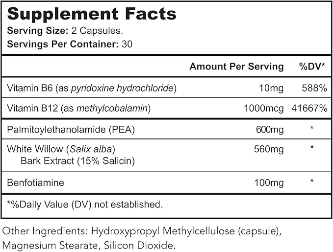 Nerve Restore - Nerve Support Supplement - Includes Pea White Willow and B-Vitamin Nerve Support Complex for Advanced Nerve Health Support - Made in the USA 180 Capsules