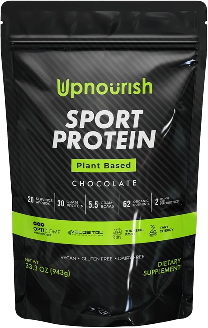 Vegan Sport Protein Powder Chocolate 20 servings – 30g Plant Based Protein VELOSITOL BCAAs Organic Greens &amp Fruits Probiotics Tart Cherry for Post Workout Recovery Inform Sports Certified Ke