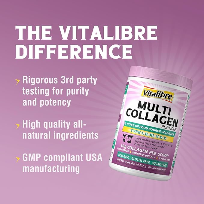 Multi Collagen Peptides Powder Type I II III V X Hydrolyzed Collagen Protein for Women and Men &amp Vitamin B12 Sublingual 5000 mcg Methylcobalamin 90 Fast Dissolve Mini Tablets