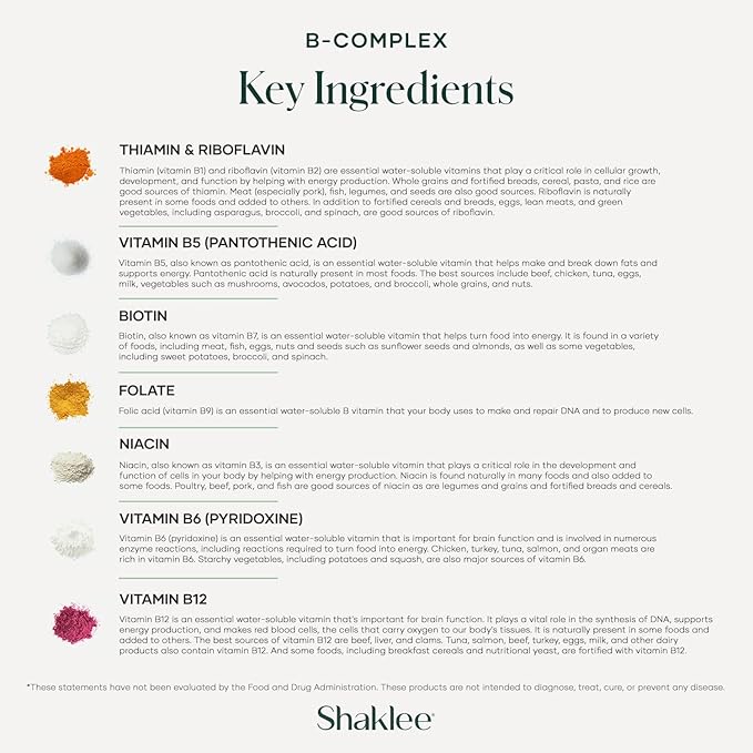 Shaklee - B-Complex- The Ultimate Energy Boost with Patented Bioactivated Absorption System™ - B Vitamins for Enhanced Well-Being - Supports Energy Cardiovascular and Brain Health - 240 Tablets