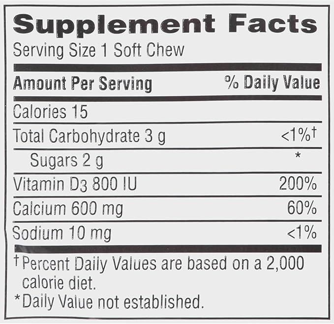 Caltrate Calcium &amp Vitamin D Soft Chews Vanilla Creme 60 Each (Pack of 2)