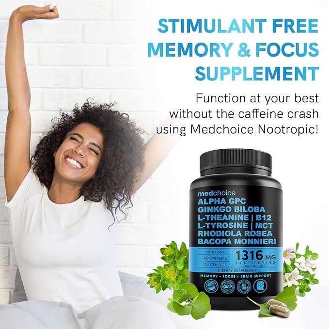 MEDCHOICE Turmeric &amp Ginger (120ct) Sleep Melatonin (180ct) and Nootropic Brain (60ct) Supplement Bundle - Wellness Trio for Brain Sleep &amp Immune Support - Vegan Non-GMO Gluten-Free