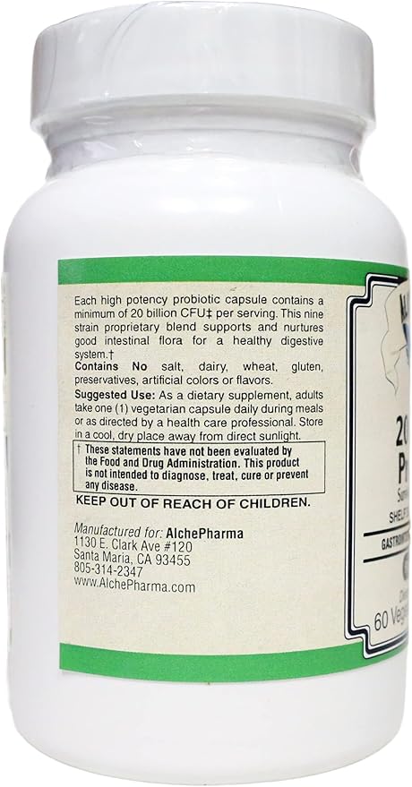 20 Billion Probiotic 9 Strains Designed for Daily Maintenance and w/prebiotics (30 Vcaps)
