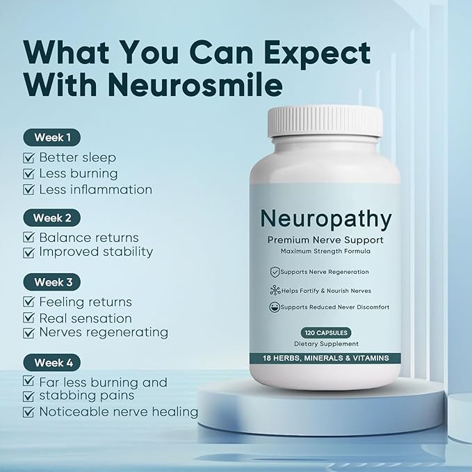 NerveBright Neuropathy Support Nerve Supplement Fortify Nerves in Fingers Hands Toes &amp Feet with 600 mg Pure Alpha Lipoic Acid Vitamins C D3 E B6 B12 Support Overall Nerve Health 120 Capsul