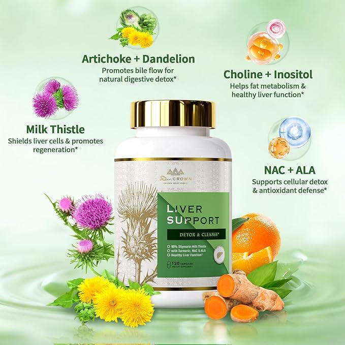 Liver Cleanse Detox &amp Repair - Milk Thistle Supplement with Silymarin N-Acetyl Cysteine(NAC) Artichoke Turmeric &amp Dandelion for Liver Detox Cleanse Gluten Free Non-GMO - 240 Capsules