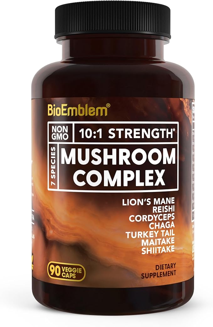 BioEmblem Turmeric Curcumin Supplement with BioPerine and Mushroom Complex