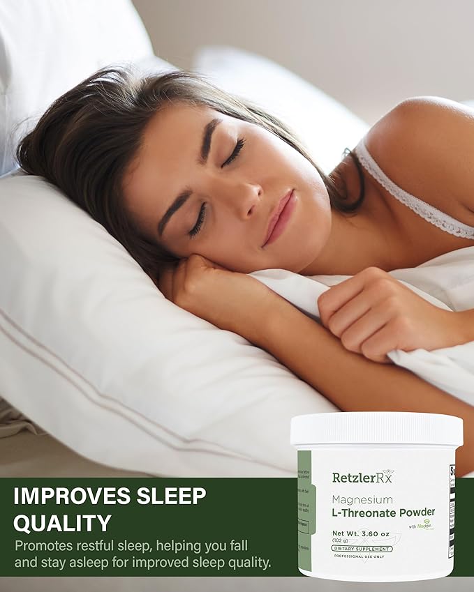 RetzlerRx Magnesium L-Threonate Powder with Magtein® - Brain-Supporting Magnesium Threonate Complex - Unflavored Gluten-Free Supplement for Cognitive Health - 60 Servings
